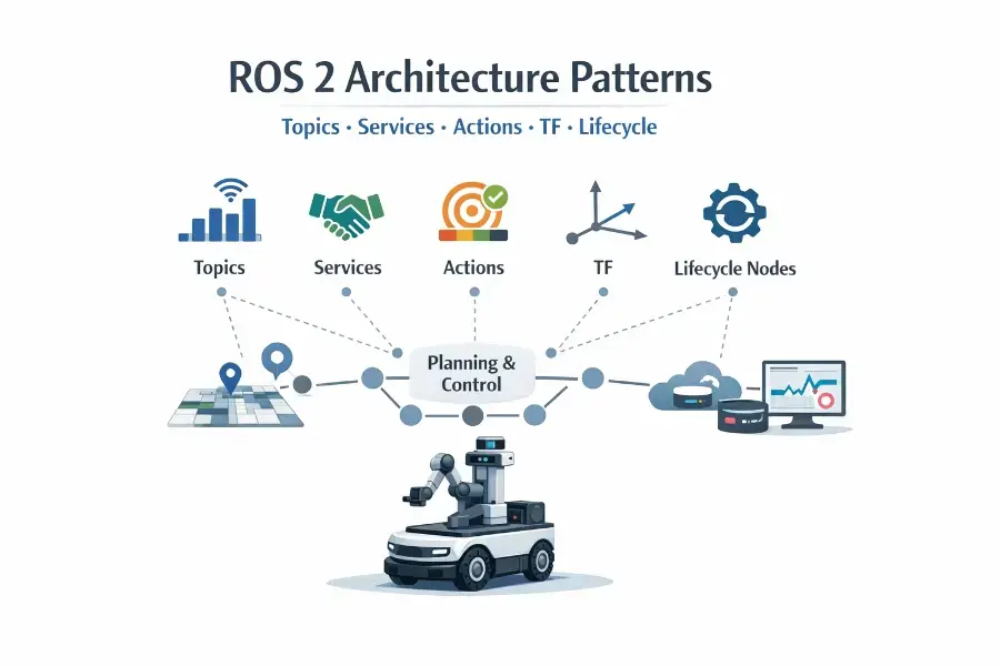ROS 2 Architecture Patterns That Scale - Topics, Services, Actions, TF, and Lifecycle Nodes