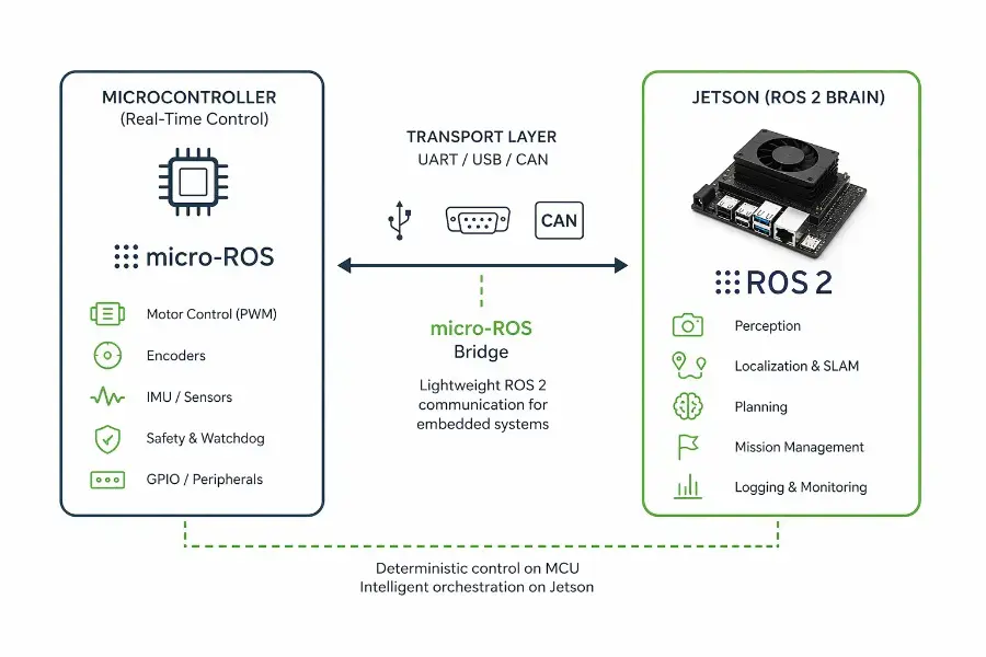 micro-ROS - connecting a real-time microcontroller to a ROS 2 brain on Jetson