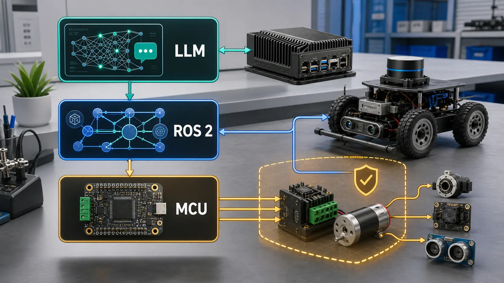 How to Split Authority Between an LLM, ROS 2, and a Microcontroller