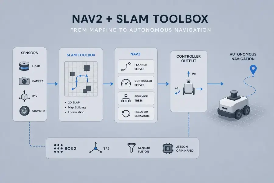 Nav2 + SLAM Toolbox on Jetson Orin Nano - From Mapping to Autonomous Navigation