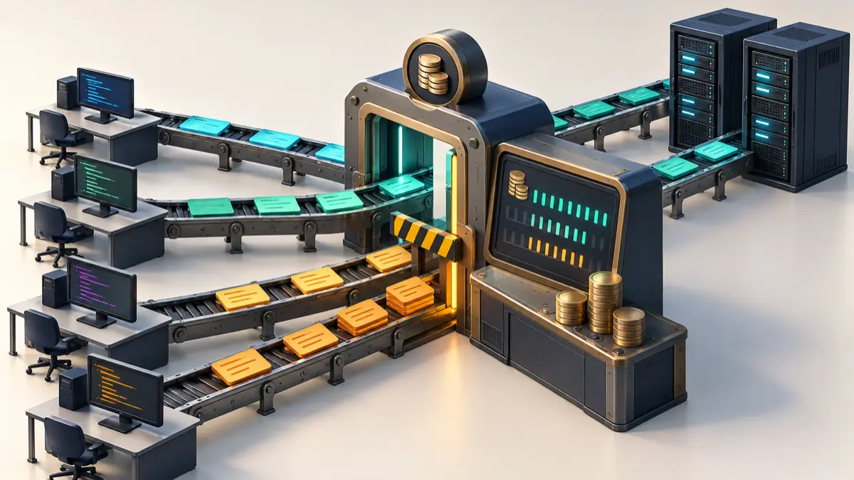 Parallel AI requests passing through a budget gate before reaching model servers