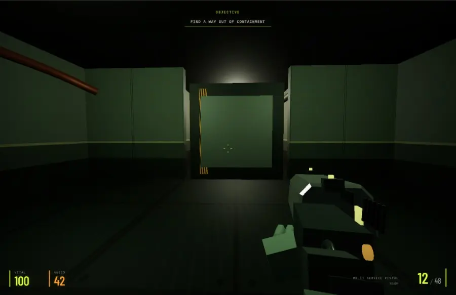 First-person view of a dark corridor in Half Death